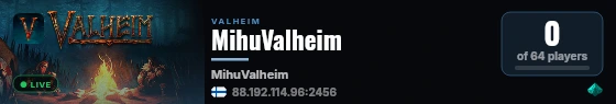 MihuValheim live status badge