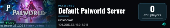 Default Palworld Server live status badge