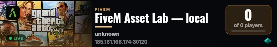 FiveM Asset Lab — local live status badge