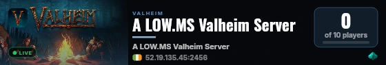 A LOW.MS Valheim Server live status badge