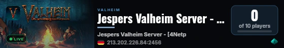 Jespers Valheim Server - [4Netplayers ] live status badge