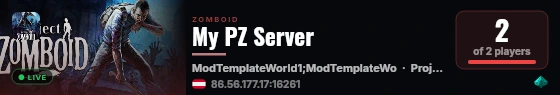 My PZ Server live status badge