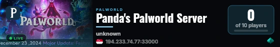Panda's Palworld Server live status badge