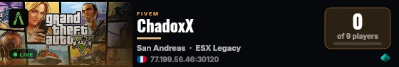 ChadoxX live status badge