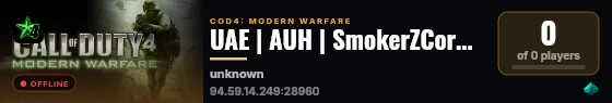 UAE | AUH | SmokerZCorner | COD4 | Team Deathmatch live status badge