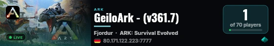GeiloArk - (v361.7) live status badge