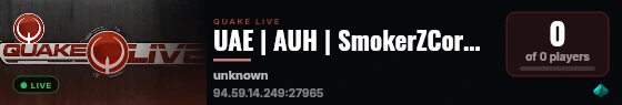 UAE | AUH | SmokerZCorner | Quake Live | FFA live status badge