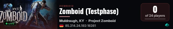 Zomboid (Testphase) live status badge