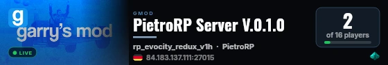 PietroRP Server V.0.1.0 live status badge
