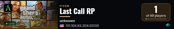 Last Call RP live status badge