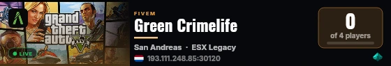 Green Crimelife live status badge