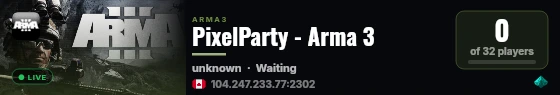 PixelParty - Arma 3 live status badge