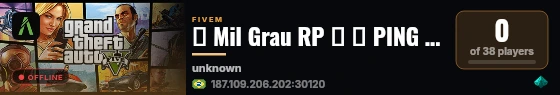 🚀 Mil Grau RP 🚀 🌎 PING BR +144 FPS live status badge