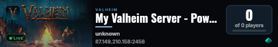 My Valheim Server - Powered by AMP live status badge
