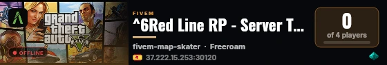^6Red Line RP - Server Test live status badge