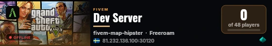Dev Server live status badge
