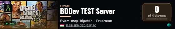 BDDev TEST Server live status badge