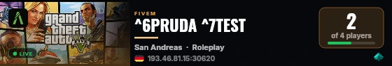 ^6PRUDA ^7TEST live status badge