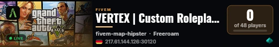 VERTEX | Custom Roleplay | Built From Scratch live status badge