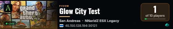 Glow City Test live status badge