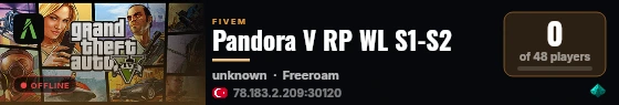 Pandora V RP WL S1-S2 live status badge