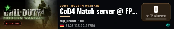 CoD4 Match server @ FPSChallenge.eu live status badge