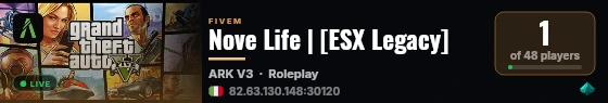 Nove Life | ESX Legacy Server live status badge