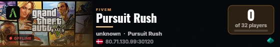 Pursuit Rush live status badge