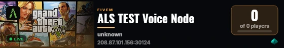 ALS TEST Voice Node live status badge