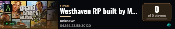 Westhaven RP built by Mukolomaeus! live status badge
