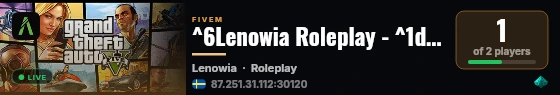 ^6Lenowia Roleplay - ^1discord.gg/lenowia live status badge