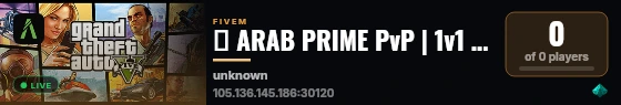 👑 ARAB PRIME PvP | 1v1 & 2v2 Arenas | 🔴 RedZone | ⚡ 200+ FPS | 🇲🇦 MOROCCO #1 live status badge