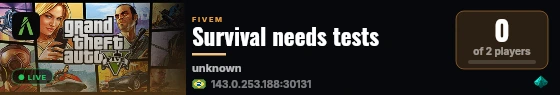 Survival needs tests live status badge