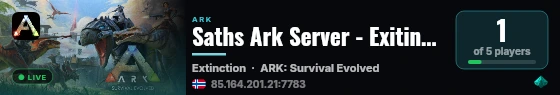 Saths Ark Server - Exitinction - (v358.24) live status badge