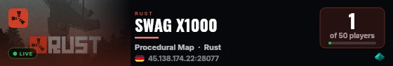 SWAG X1000 live status badge