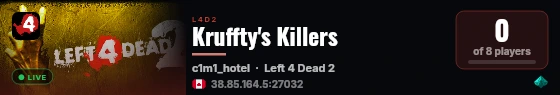 Kruffty's Killers live status badge