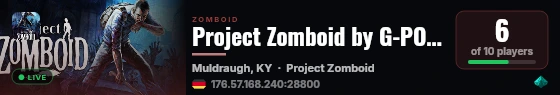 Project Zomboid by G-PORTAL.com live status badge