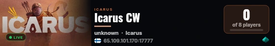 Icarus CW live status badge