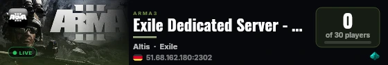 Exile Dedicated Server - Powered by GTXGaming.co.uk live status badge