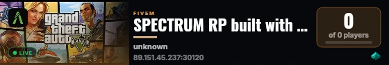 SPECTRUM RP built with QBCore Framework by JericoFx & Kakarot & Hamy! live status badge