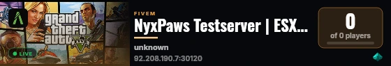 NyxPaws Testserver | ESX Legacy Server live status badge