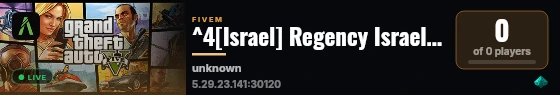 ^4[Israel] Regency Israel ^7- Public Serious Roleplay Server | Start ^2₪15000 ^7| ^3Soon! live status badge
