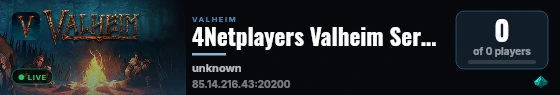 4Netplayers Valheim Server Marty & Thommy live status badge