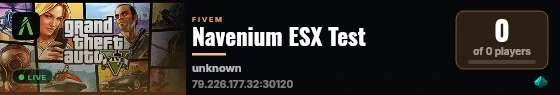 Navenium ESX Test live status badge