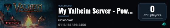 My Valheim Server - Powered by AMP live status badge