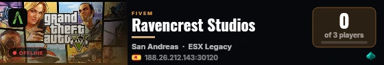Ravencrest Studios live status badge