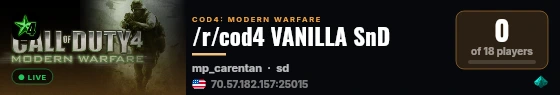 /r/cod4 VANILLA SnD live status badge