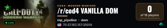 /r/cod4 VANILLA DOM live status badge