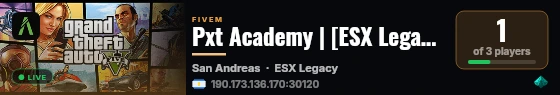 Pxt Academy | ESX Legacy Server live status badge