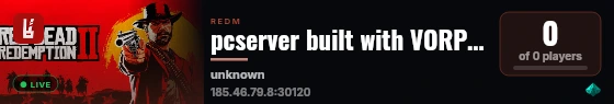 pcserver built with VORPCore! live status badge